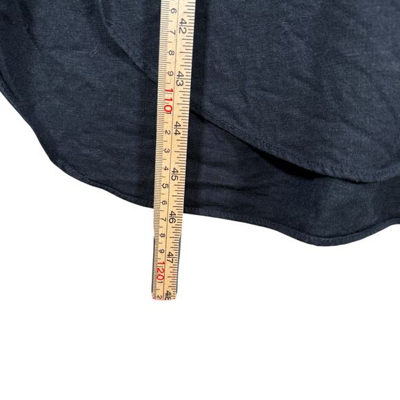 Banana Republic Linen Belted Shirt Dress Black Button Front Midi Long Sleeve | M - Picture 7 of 10